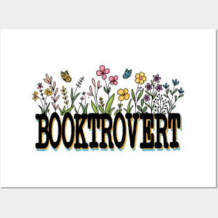 Booktrovert Floral, Colorful Book Lover Graphic Posters and Art